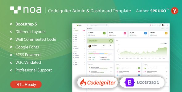 NOA  Codeigniter Admin amp Dashboard Template TFx