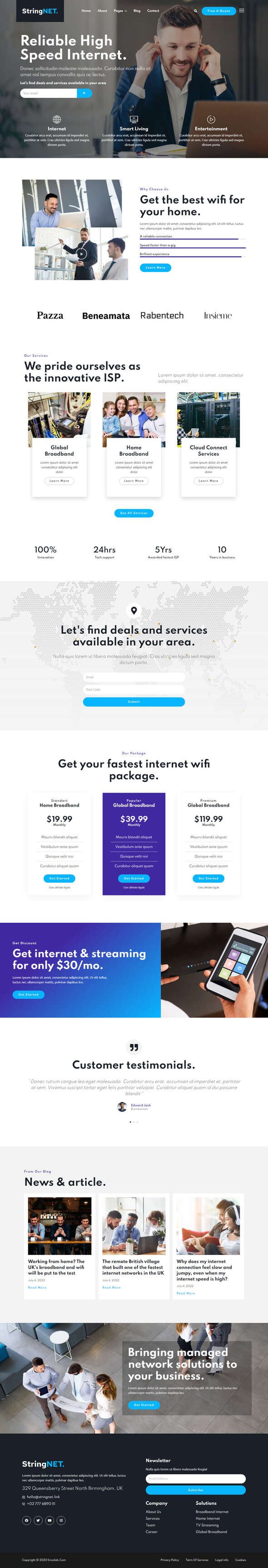 StringNET - Internet amp Broadband Service Provider Elementor Template Kit TFx