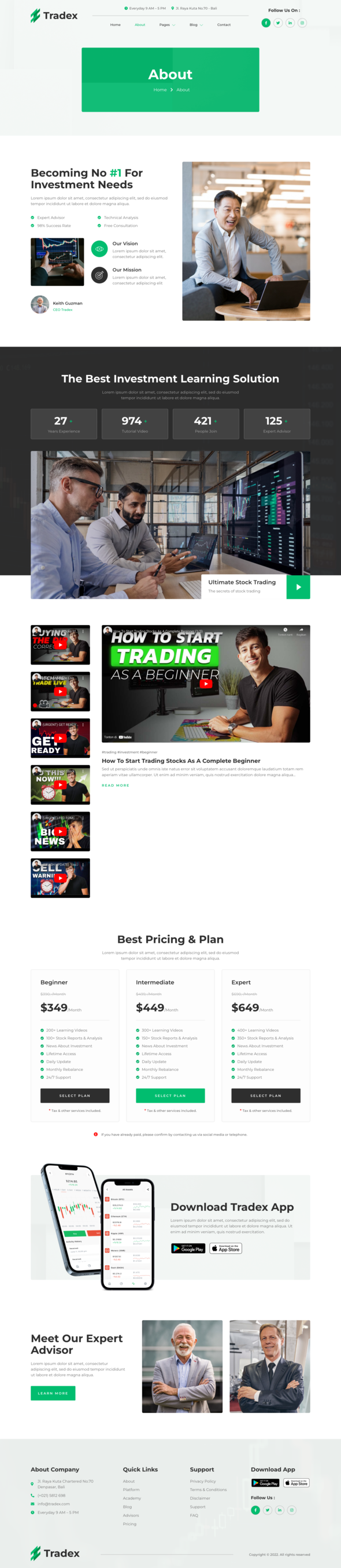 Tradex  Stock Advisor amp Investment Elementor Template Kit TFx