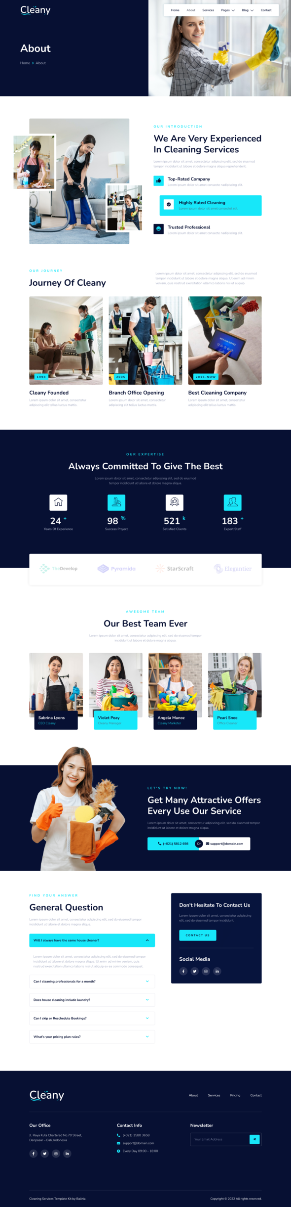 Cleany  Cleaning Service Company Elementor Template Kit TFx