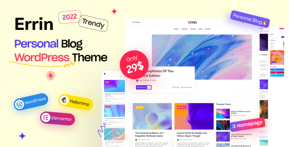 Errin - Personal Blog WordPress Theme TFx