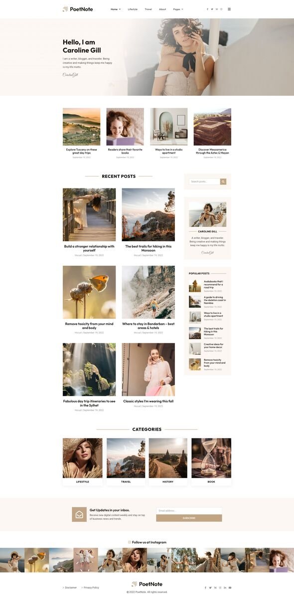 PoetNote - Modern Blog Elementor Pro Template Kit TFx