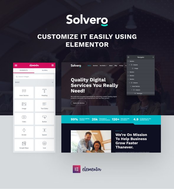 Solvero - Web amp Mobile Development Service Elementor Template Kit TFx