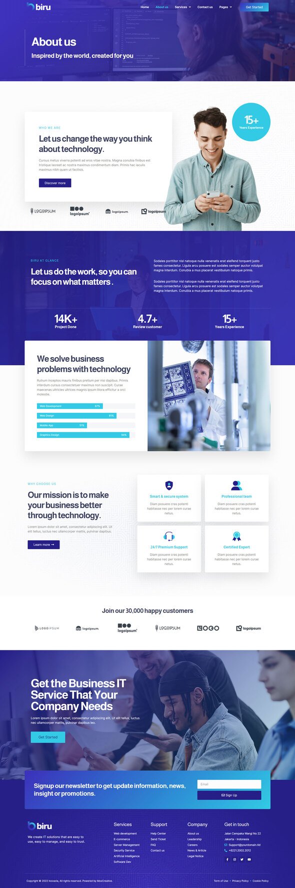 Biru - IT Services Elementor Pro Full Site Template Kit TFx