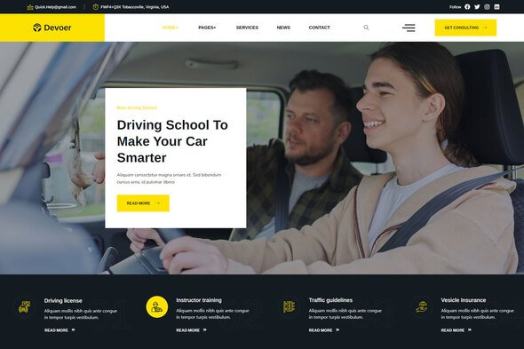 Devore - Driving School Elementor Template Kit TFx