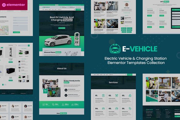 EVehicle - Electric Vehicle amp Charging Station Elementor Template Kit TFx