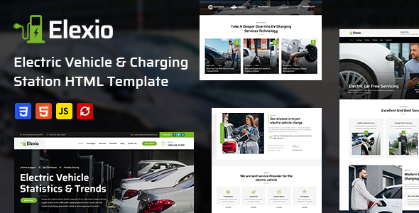 Elexio - Electric Vehicle amp Charging Station HTML Template TFx
