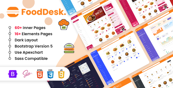 FoodDesk - Food Delivery Admin Dashboard Bootstrap HTML Template TFx