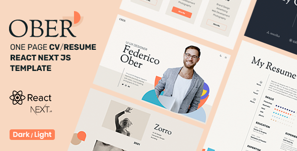 OBER - CVResume React Template TFx SiteTemplates