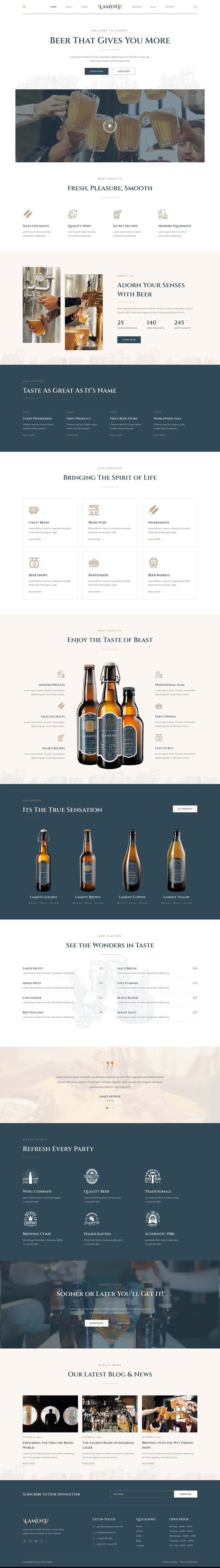 Lament - Craft Beer amp Brewery Elementor Template Kit TFx