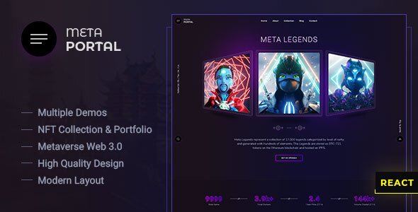 MetaPortal - NFT Portfolio and Landing Page React NextJS Template TFx