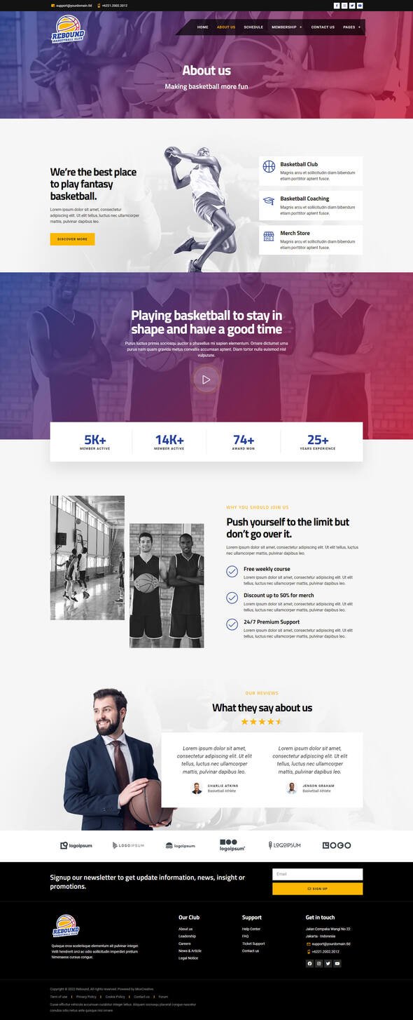 Rebound - Basketball Team amp Sport Club Elementor Template Kit TFx
