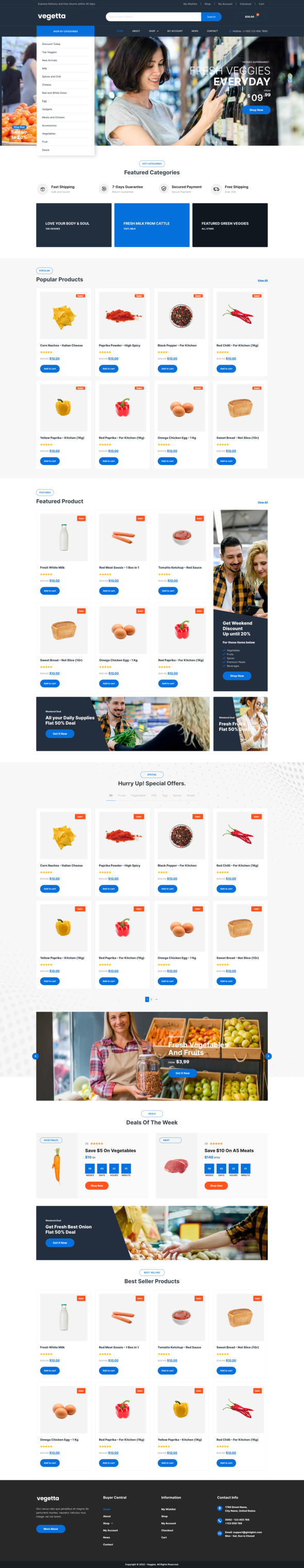 Vegetta - Supermarket Multipurpose Woocommerce Elementor Kit TFx