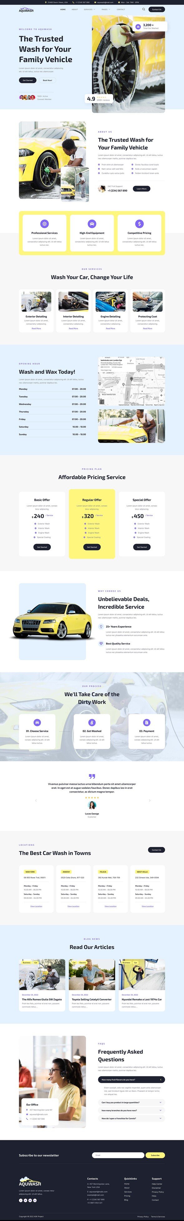 Aquwash - Car Wash and Detailing Service Elementor Template Kit TFx