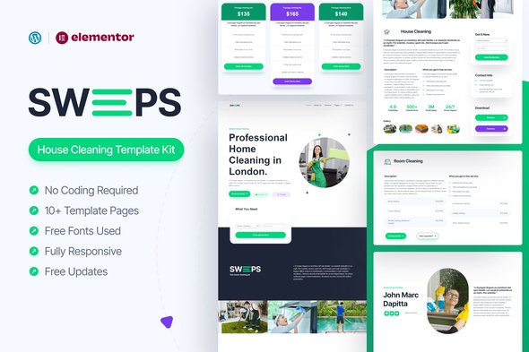 Sweeps - House Cleaning Elementor Template Kit TFx