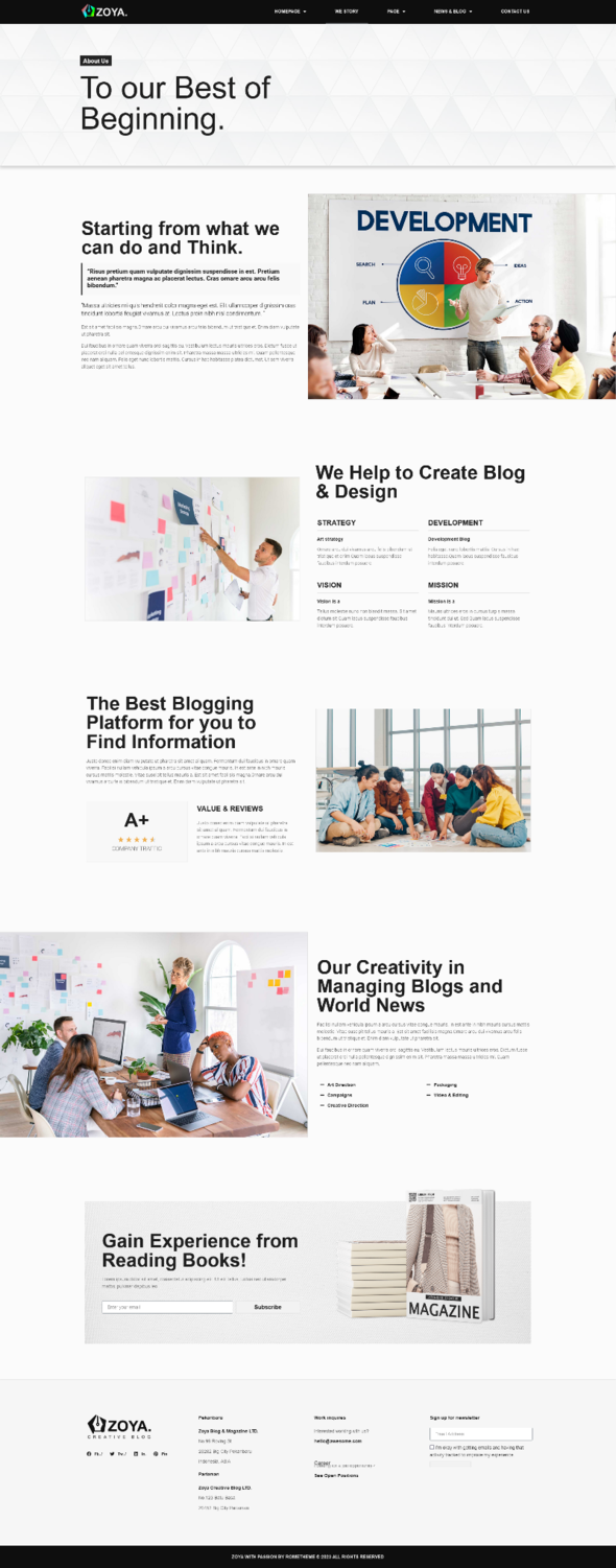 Zoya - Minimal Blog Elementor Template Kit TFx