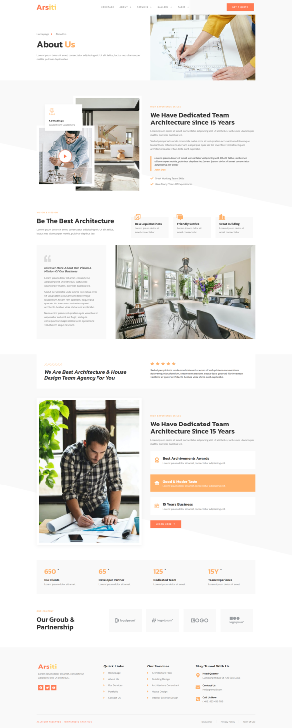 Arsiti - Architecture amp House Design Agency Elementor Template Kit TFx