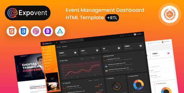 Expovent - Event Management Dashboard HTML5 Template  RTL TFx