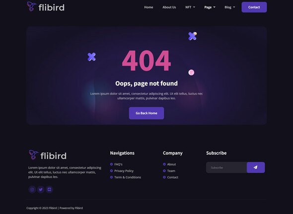 Flibird - NFT Portfolio Elementor Template Kit TFx