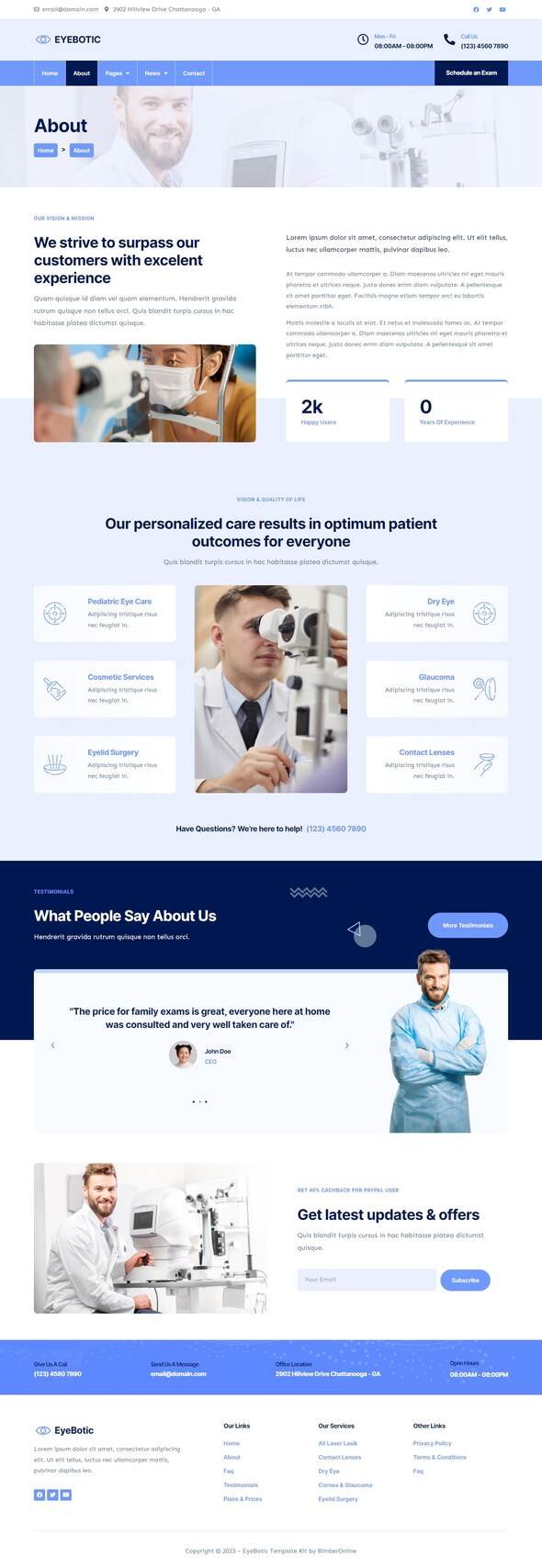 EyeBotic - Optometrist Elementor Pro Template Kit TFx