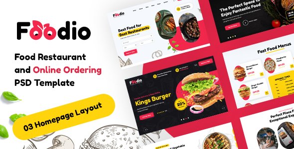 Foodio - Fast Food amp Restaurant PSD Template TFx