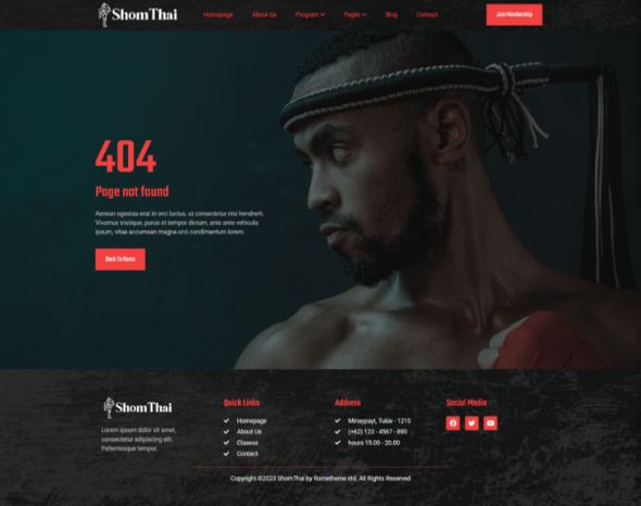 Shomthai - Matrial Art Elementor Template Kit TFx