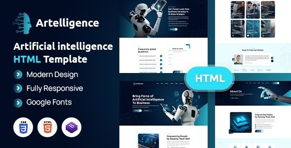 Artelligence  AI amp Robotics HTML Template TFx