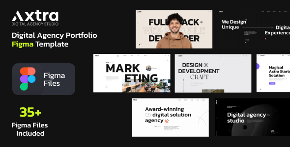 Axtra  Digital Agency Creative Portfolio Figma Template TFx