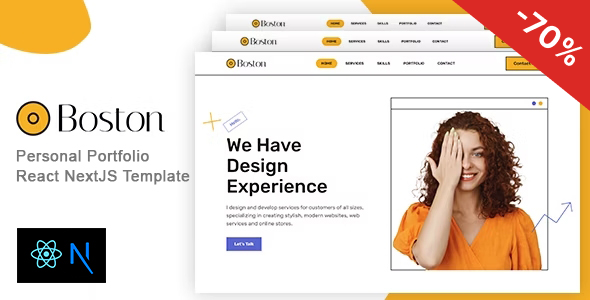 Boston - Bootstrap 5 Personal React NextJS Portfolio TFx