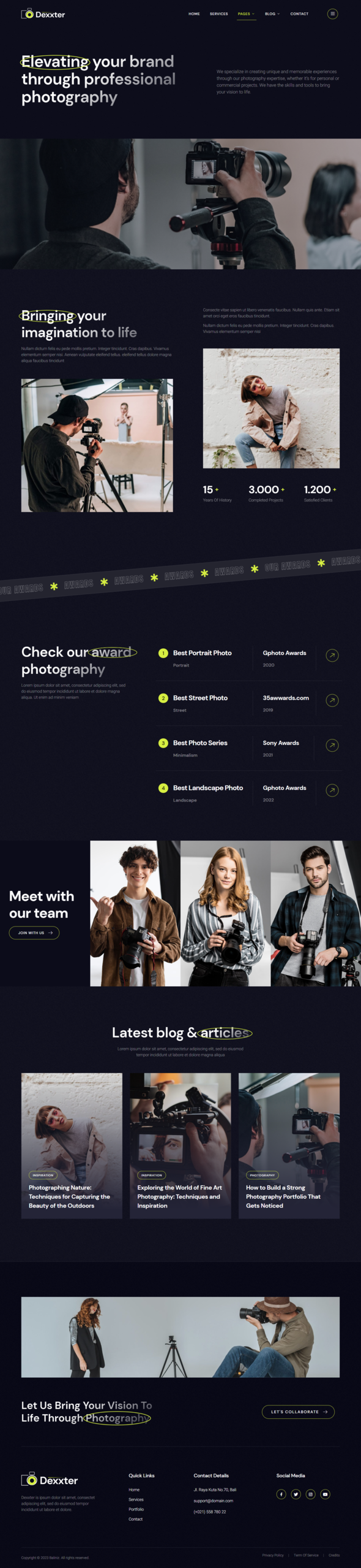Dexxter  Photography amp Portfolio Elementor Template Kit TFx