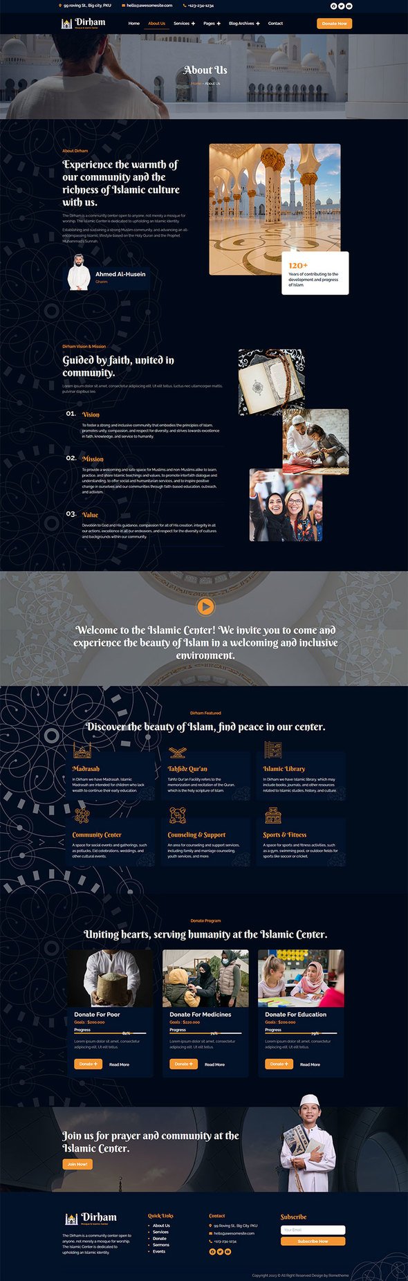 Dirham - Mosque amp Islamic Center Elementor Pro Template Kit TFx