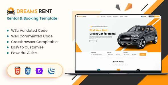 Dreams Rent - Car Rental Booking Template TFx