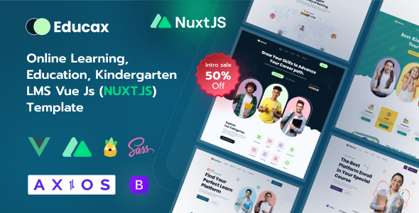 Educax - A Modern LMS and Kindergarten Vuejs  Nuxt js Template for Online Learning and Education TFx