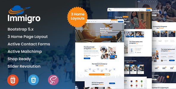 Immigro - Visa amp Immigrations Services HTML Template TFx