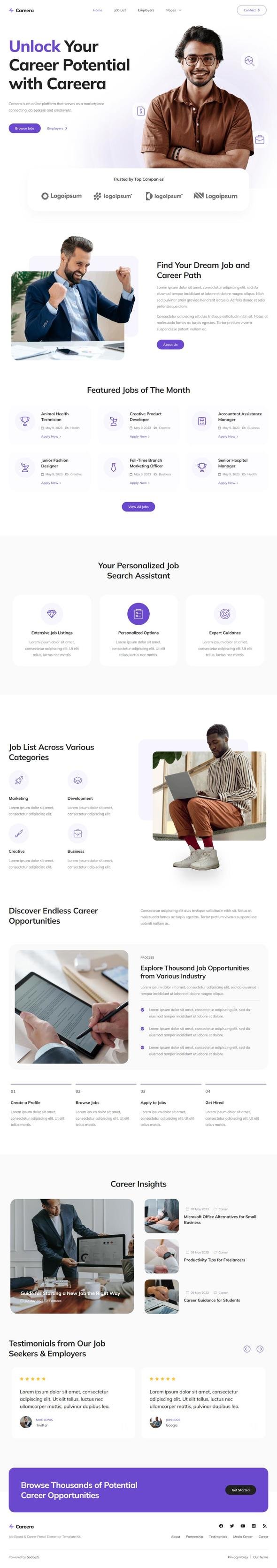 Careera - Job Board amp Career Portal Elementor Template Kit TFx