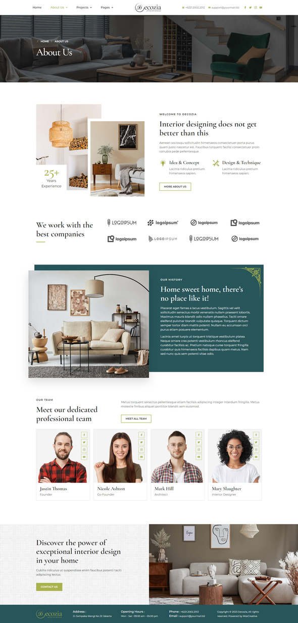 Decozia - Interior Design Service Elementor Template Kit TFx