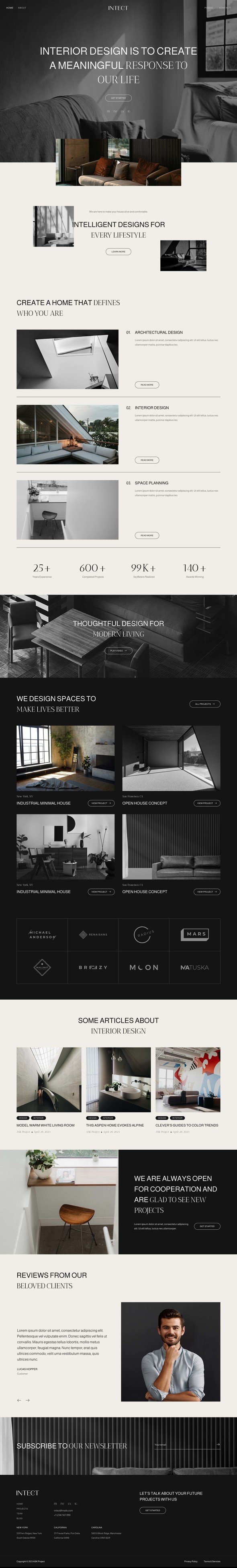 Intect - Interior Design amp Architecture Elementor Template Kit TFx