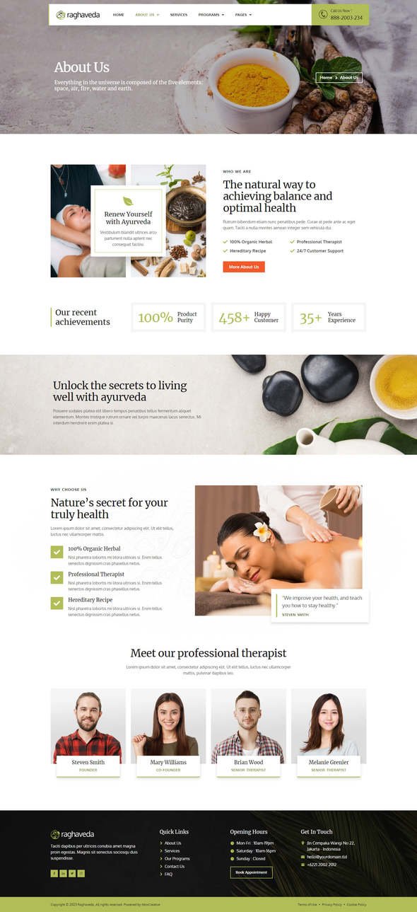 Raghaveda - Ayurveda Treatment amp Spa Elementor Template Kit TFx