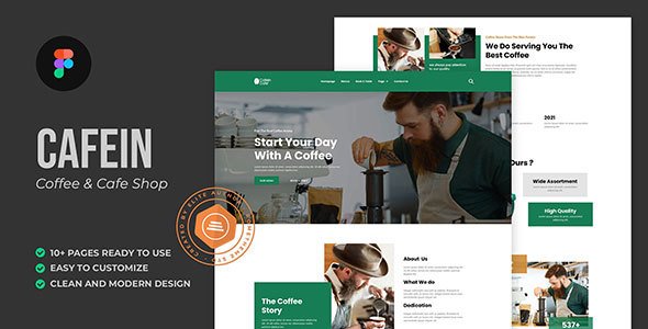Cafein - Coffee Bar amp Cafe Figma Template TFx