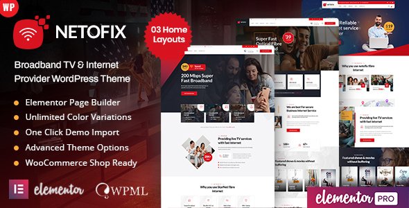 Netofix - Broadband TV amp Internet Provider WordPress Theme TFx