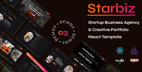 Starbiz - Startup Business Agency amp Creative Portfolio React Template TFx