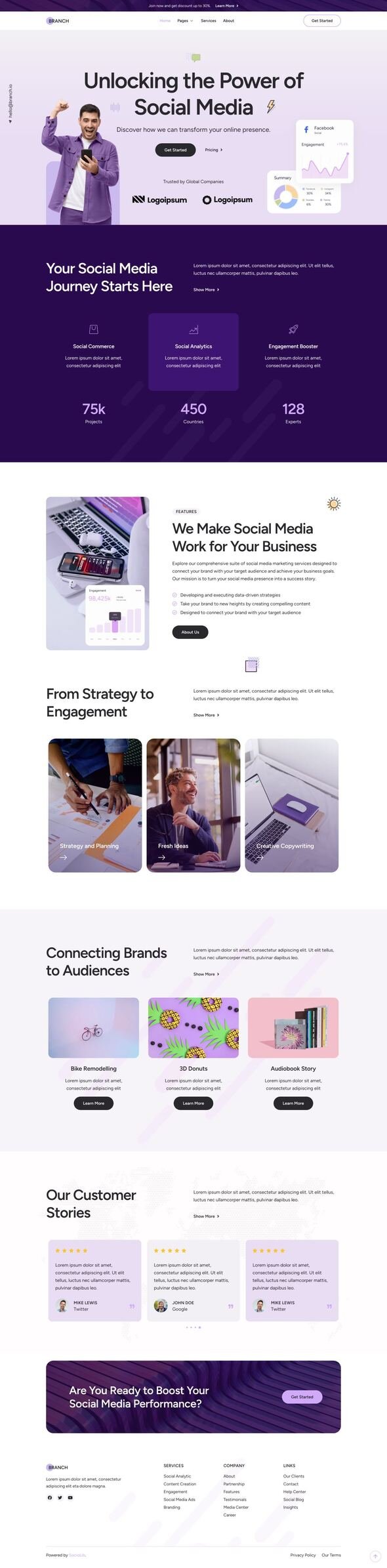 Branch - Social Media Marketing Agency Elementor Template Kit TFx