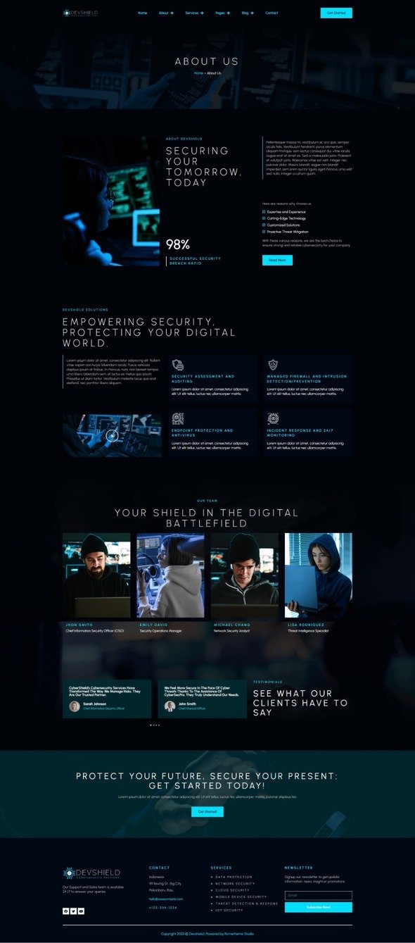 Devshield - Cybersecurity Services Elementor Pro Template Kit TFx