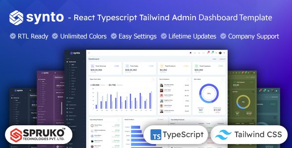 Synto - React Typescript Tailwindcss Admin Dashboard Template TFx