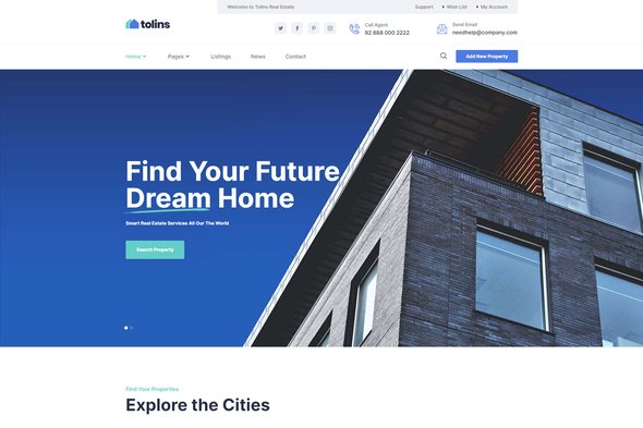 Tolips - Real Estate Business Elementor Template Kit TFx