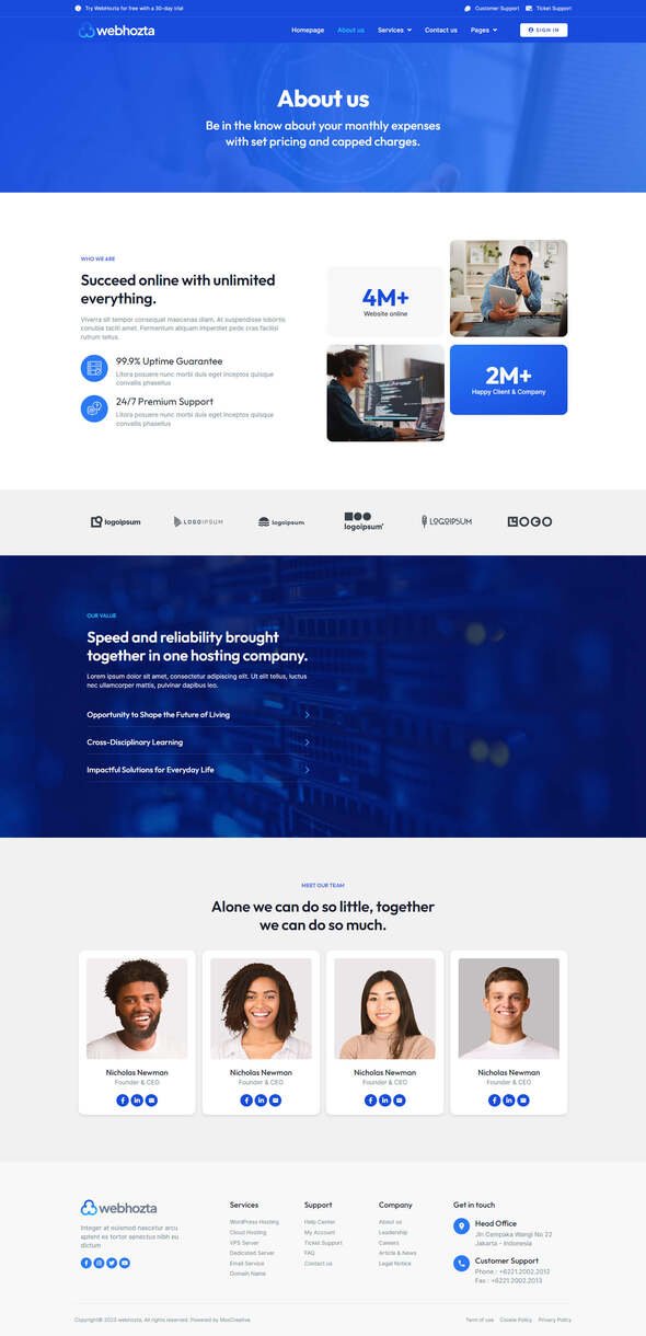 WebHozta - Hosting Service Elementor Template Kit TFx