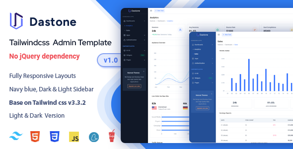 Dastone - Tailwind CSS Admin Dashboard Template TFx