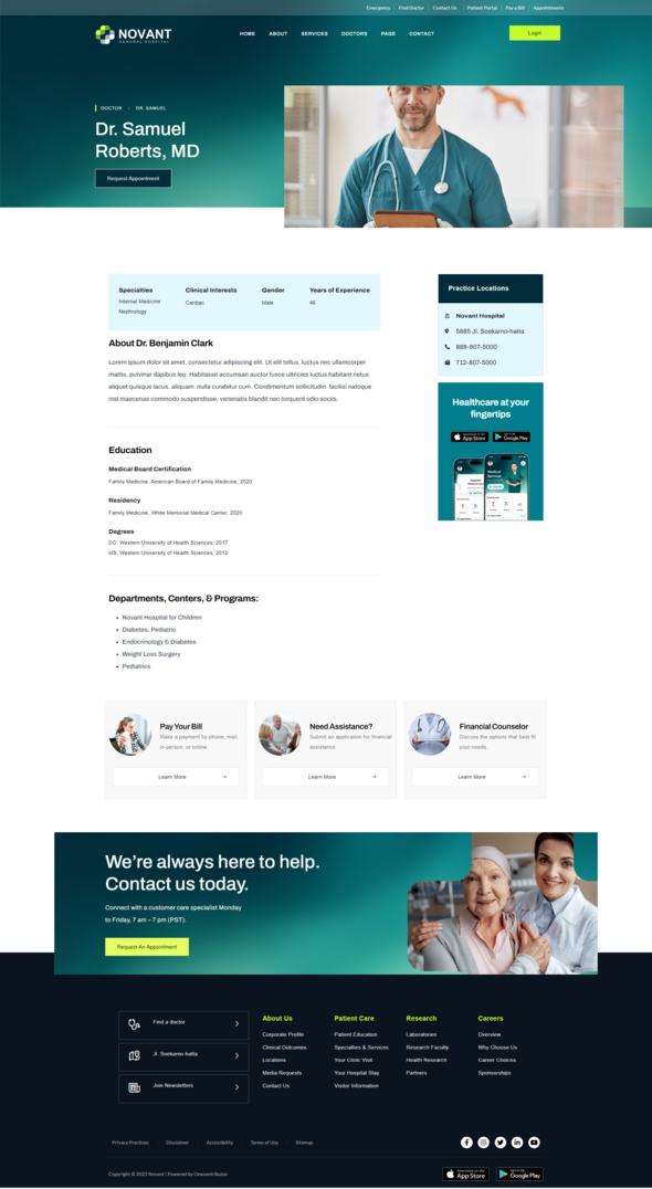 Novant - Hospital And Medical Clinic Elementor Template Kit TFx
