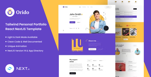 Orido - Tailwind CSS Personal Portfolio React NextJS Template TFx