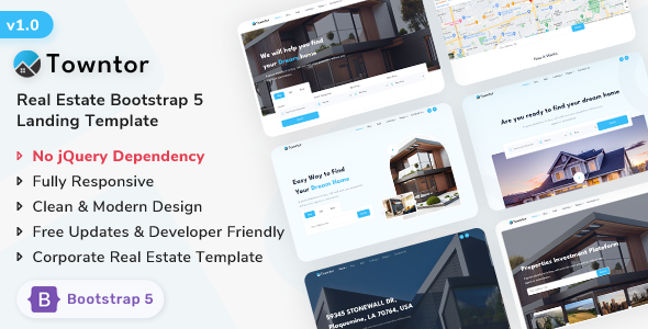 Towntor - Real Estate Bootstrap 5 Landing Template TFx